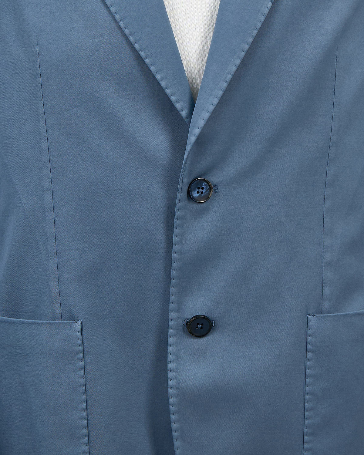 Blue Cotton Silk Stretch Soft Jacket - Image 8