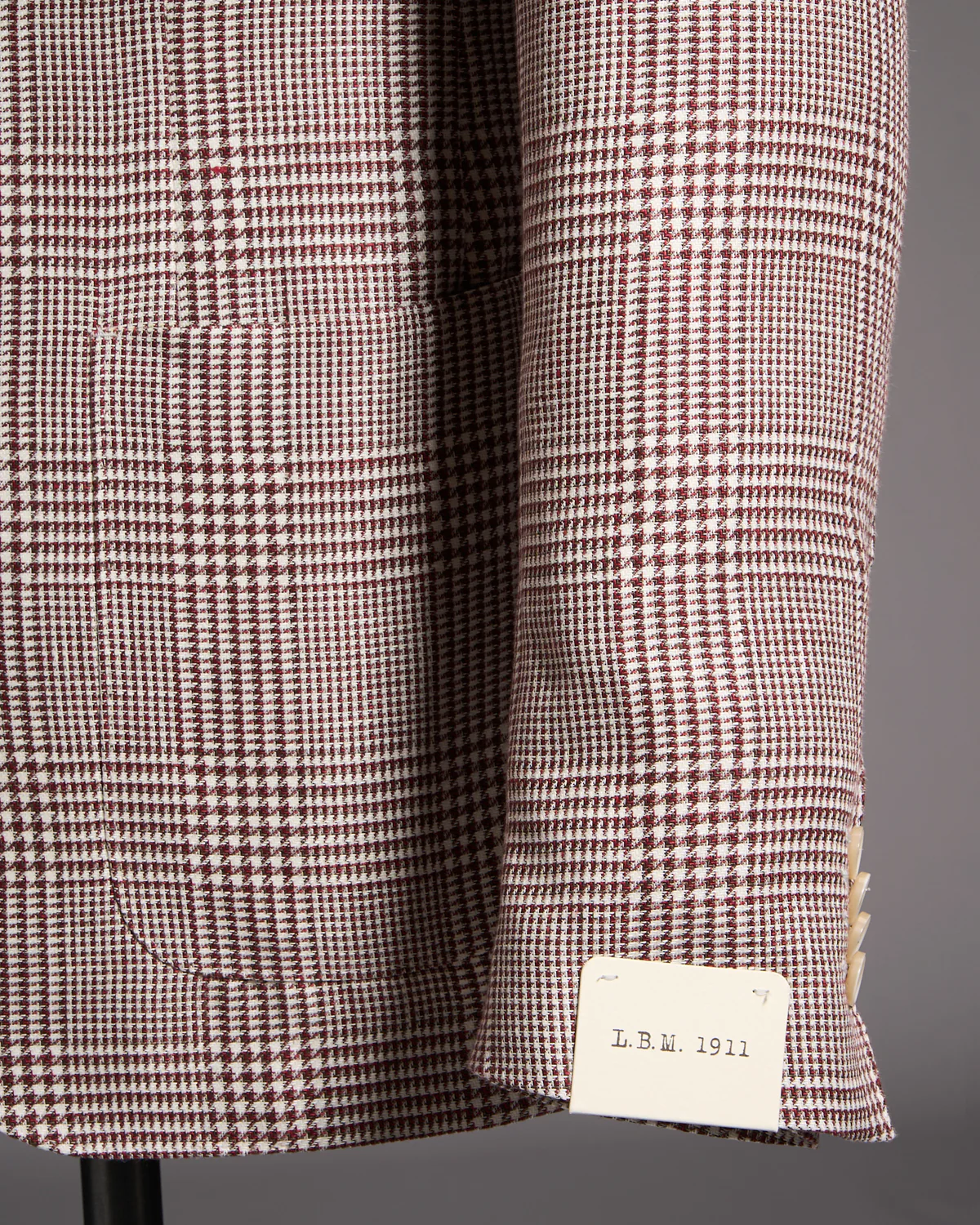 Burgundy Prince Of Wales Linen-Wool Sport Jacket - Image 3