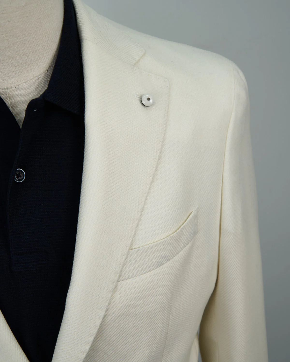 Wool & Cotton Textured White Soft Blazer - Image 5