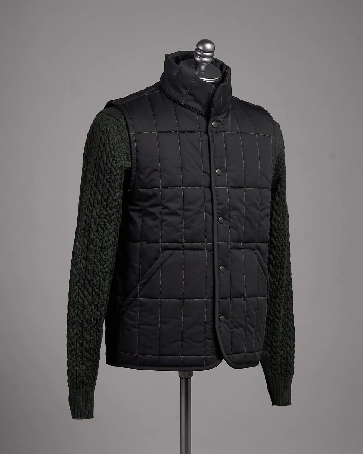 Rectangle Quilt Brisbane Moss Cotton 100G Wadded High Neck Vest