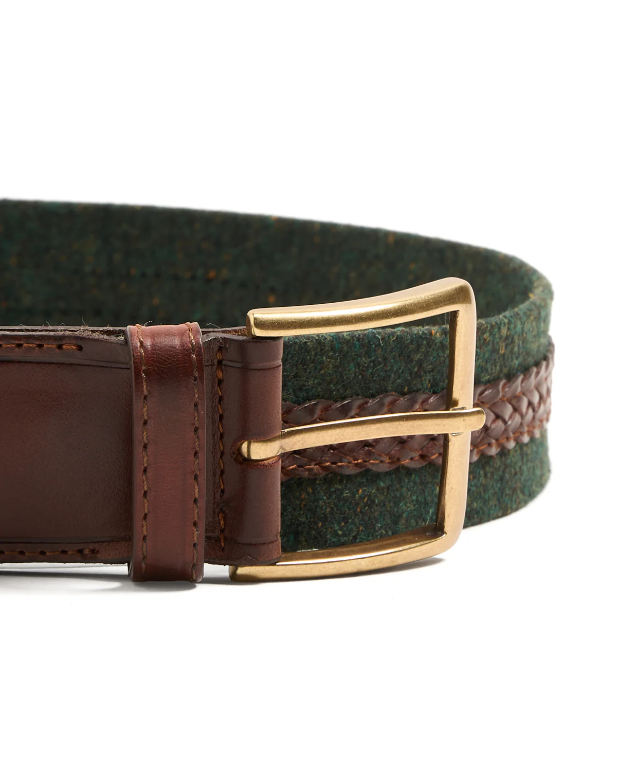 Cotton & Leather Centre Braided Inlay Belt - Image 2