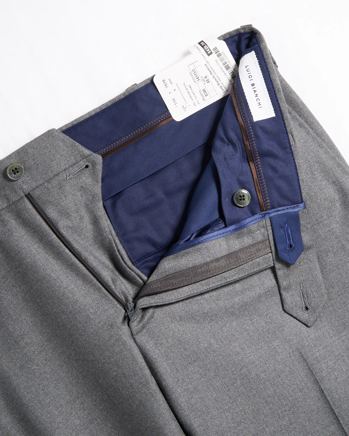 Flannel Wool Stretch Flat Front Dress Trousers - Image 2