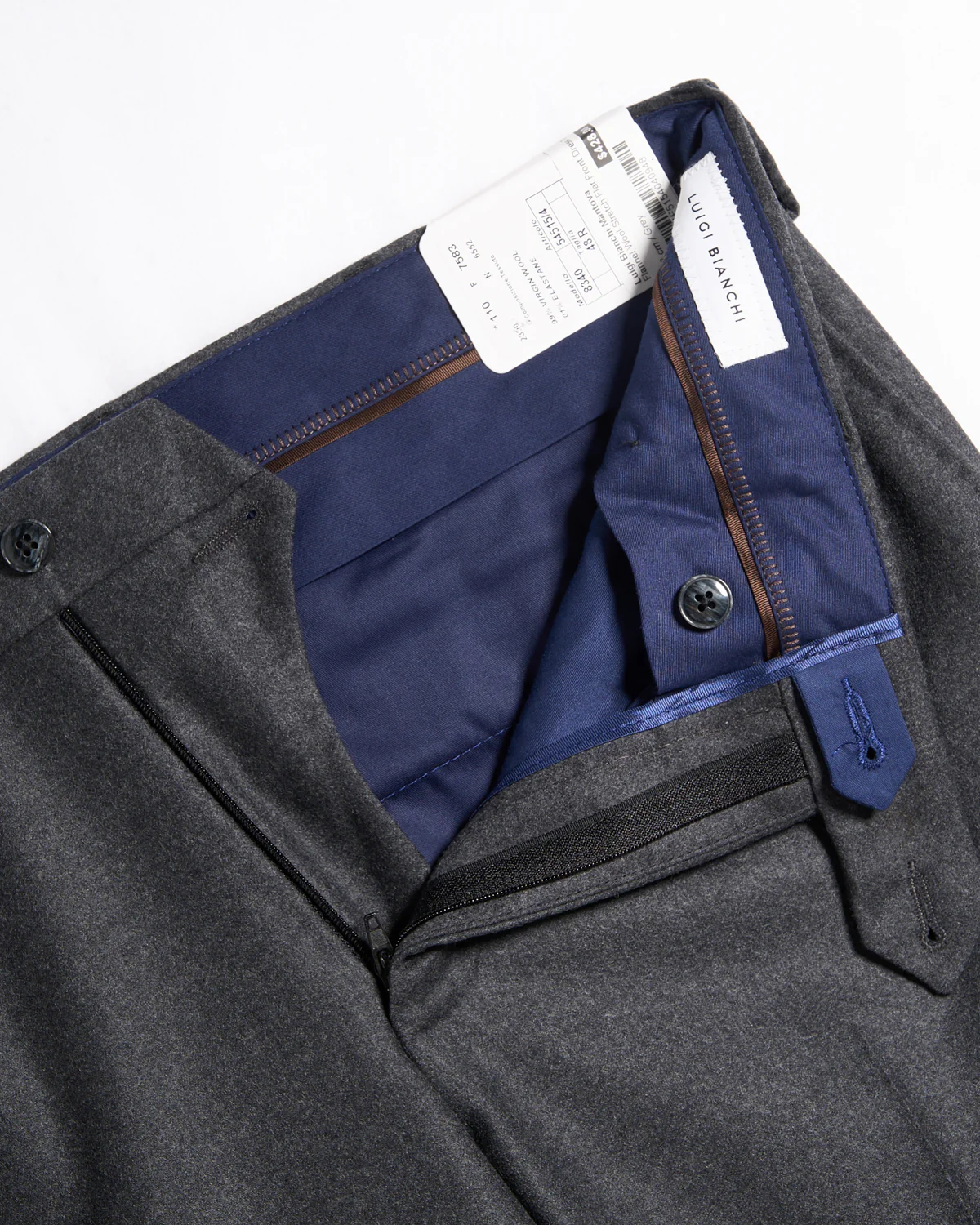 Flannel Wool Stretch Flat Front Dress Trousers - Image 2