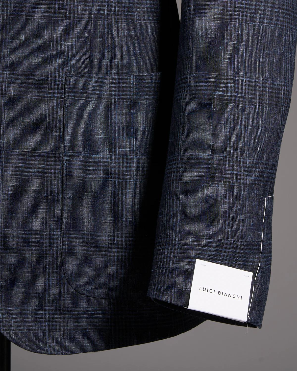 Navy Prince Of Wales Wool-Silk-Linen Sport Jacket - Image 3
