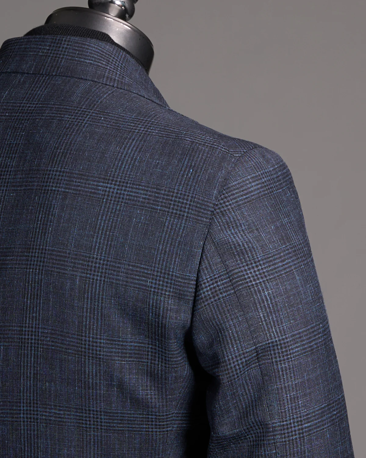 Navy Prince Of Wales Wool-Silk-Linen Sport Jacket - Image 4