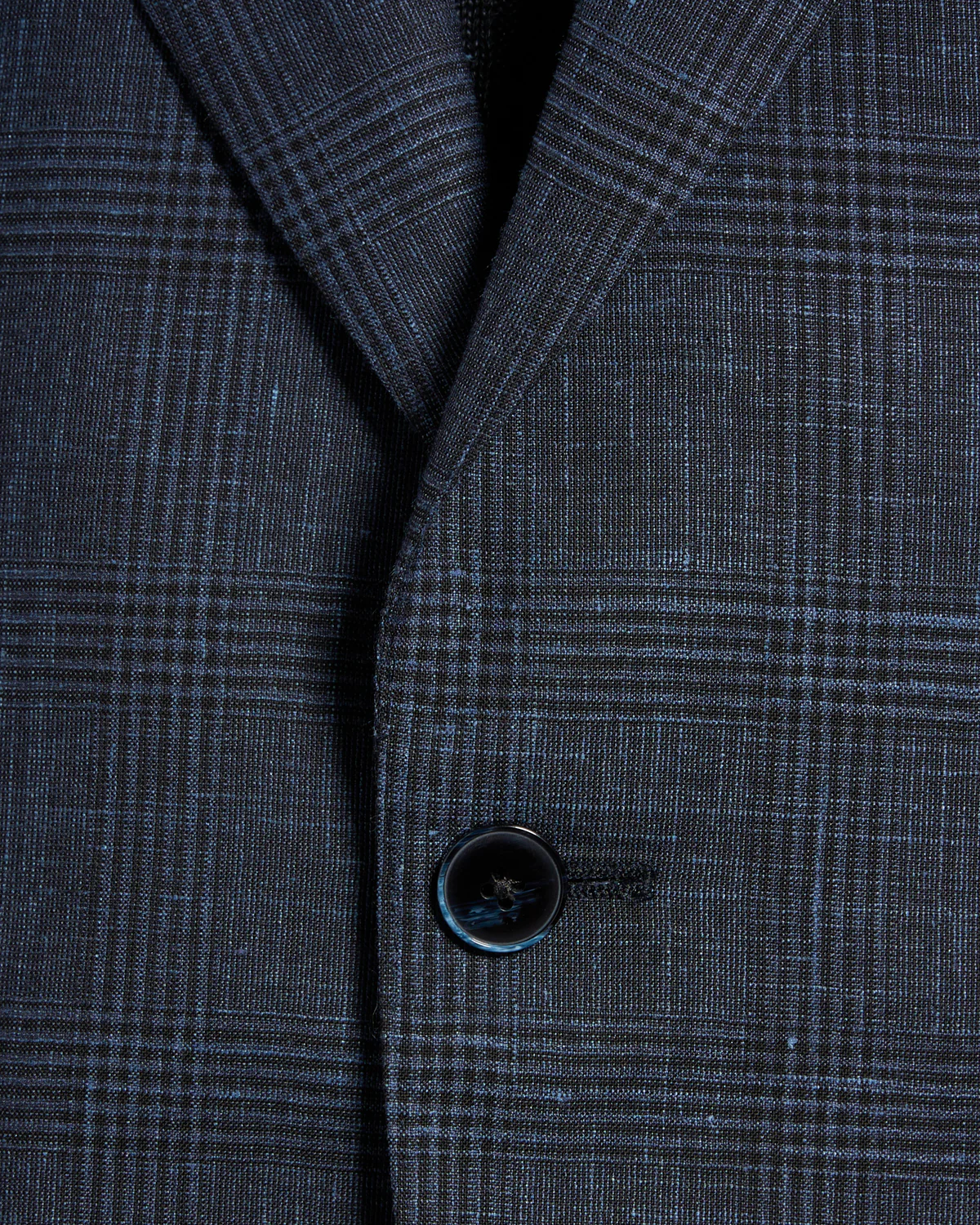 Navy Prince Of Wales Wool-Silk-Linen Sport Jacket - Image 5