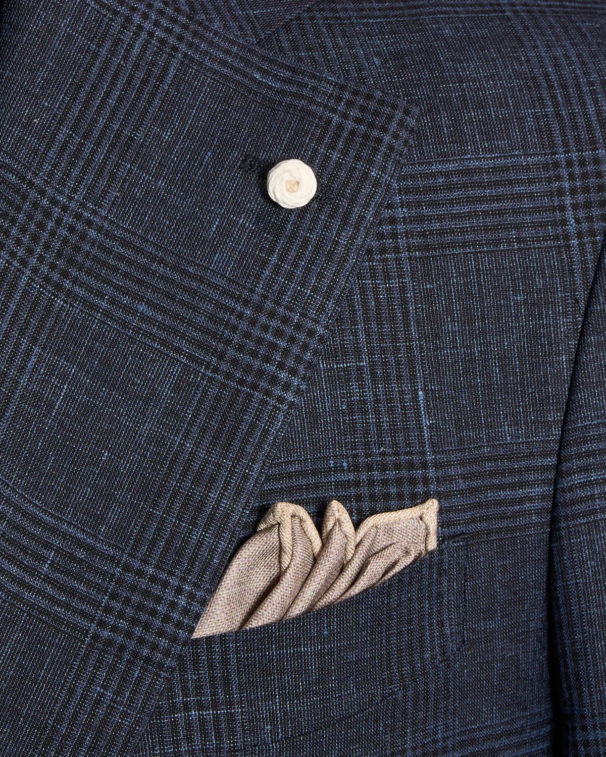 Navy Prince Of Wales Wool-Silk-Linen Sport Jacket - Image 6