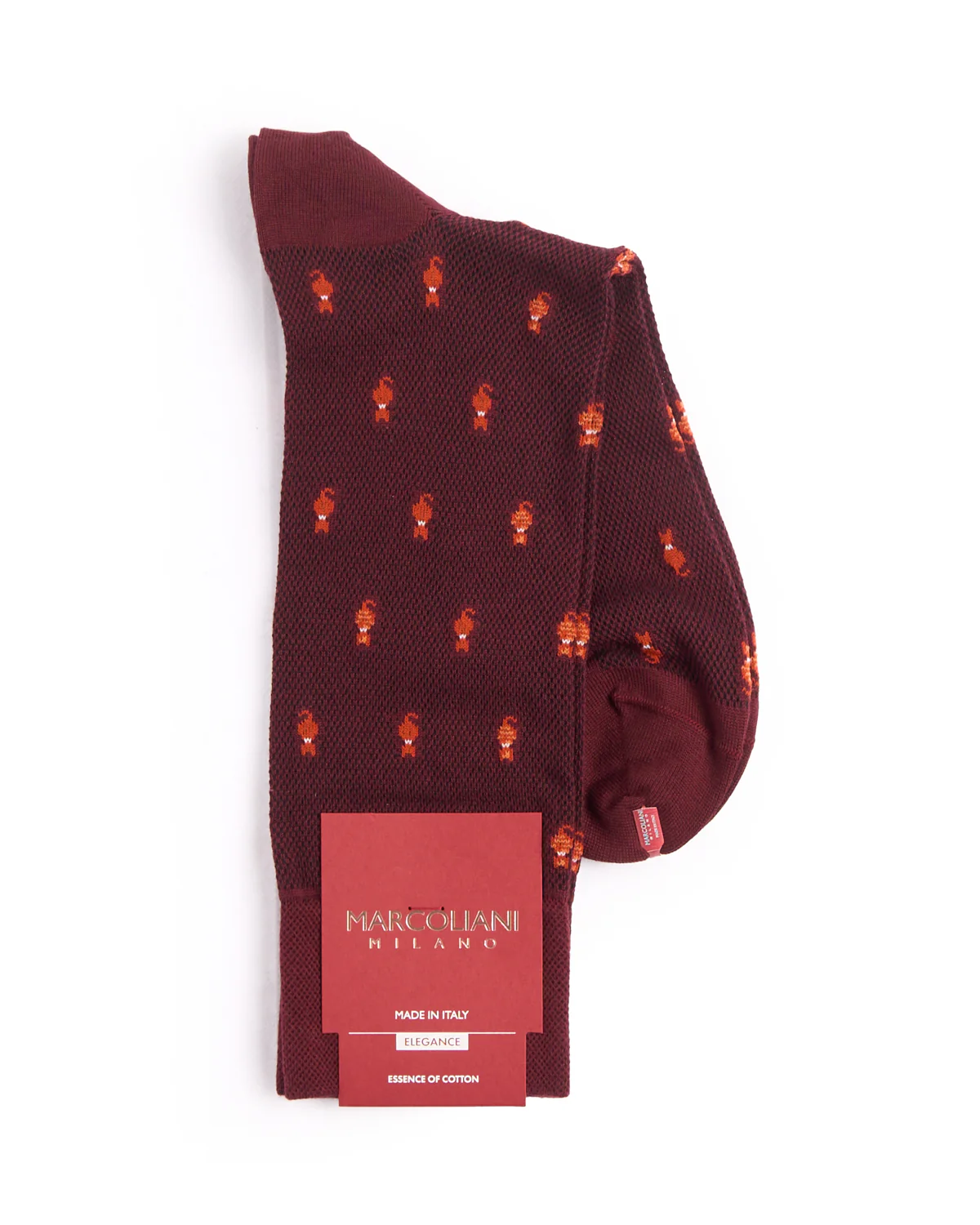 Barolo Red Pima Cotton Tiny Cat Socks - Image 2