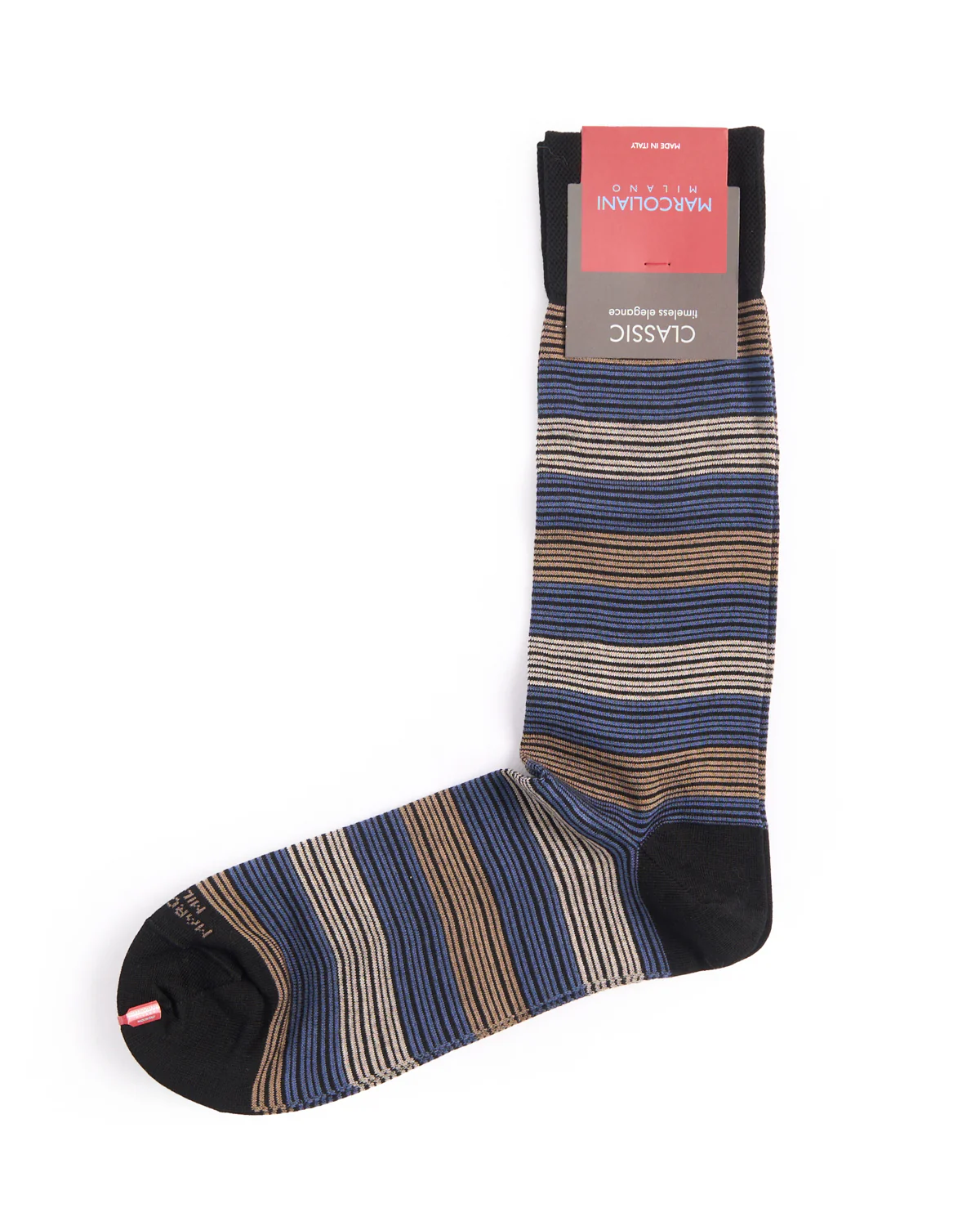 Black / Camel Pima Cotton Scala Stripe Socks