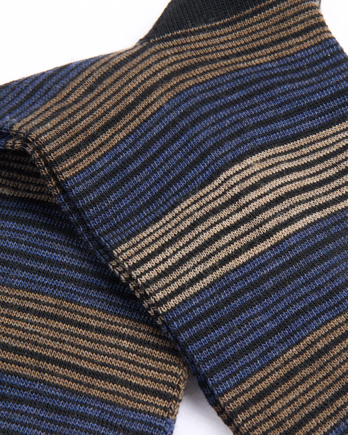 Black / Camel Pima Cotton Scala Stripe Socks - Image 3
