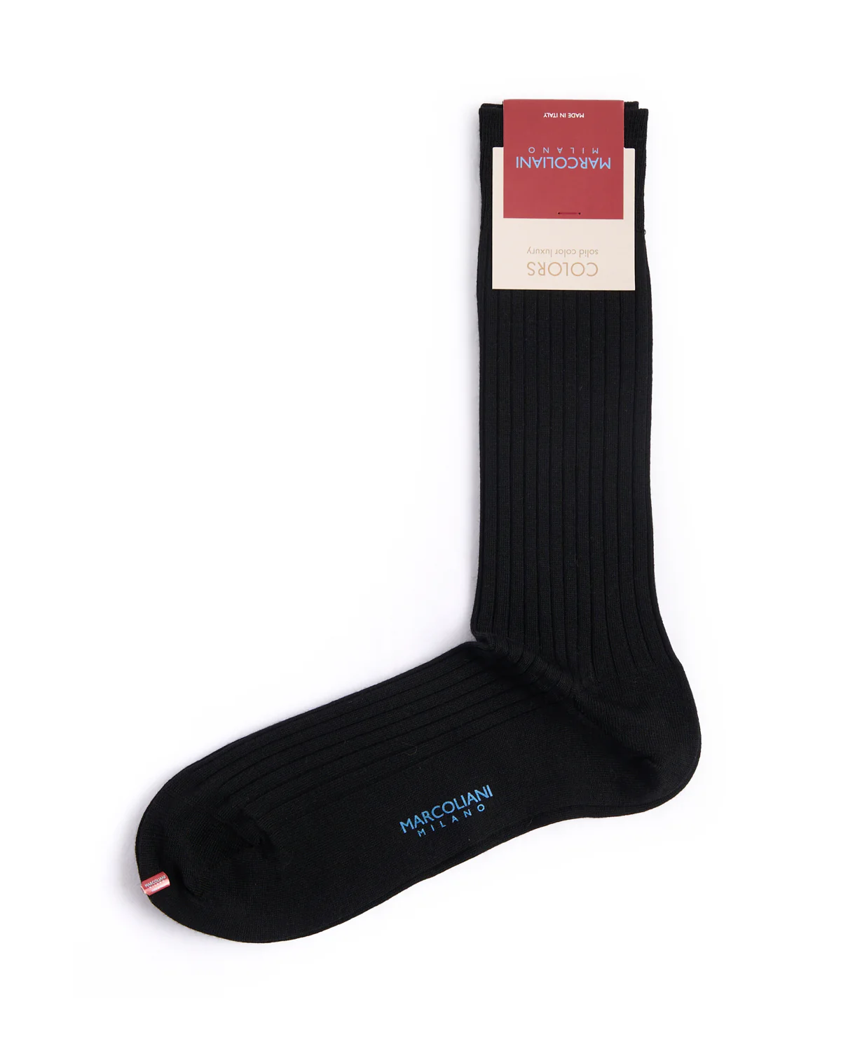 Black Extrafine Merino Ribbed Dress Socks