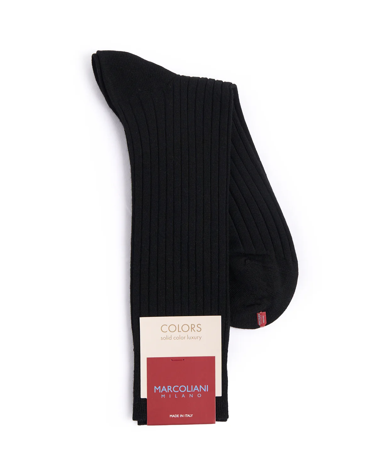 Black Extrafine Merino Ribbed Dress Socks - Image 2