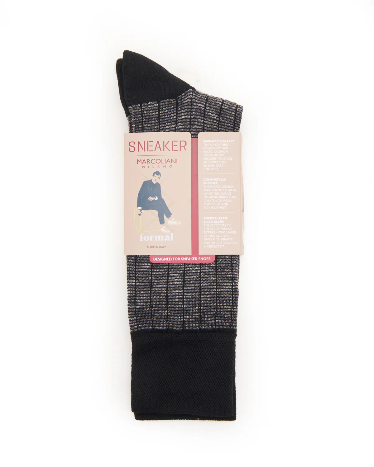 Black Pima Cotton Microstripes Socks