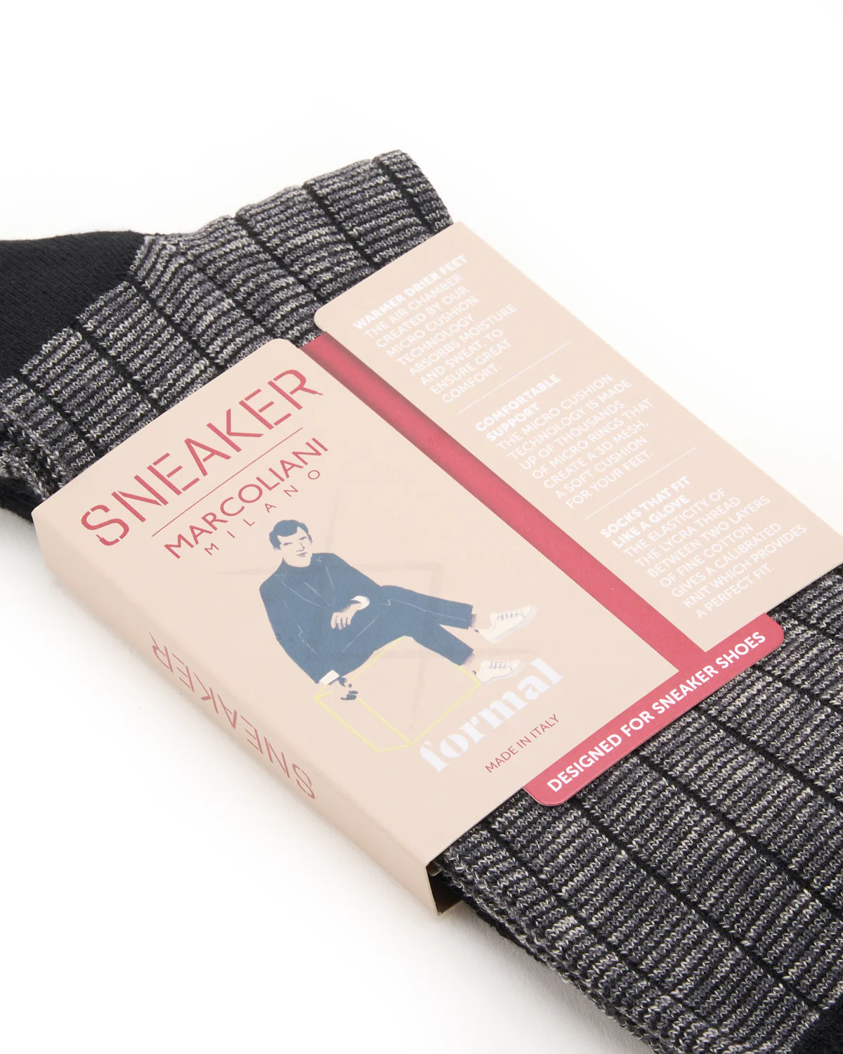 Black Pima Cotton Microstripes Socks - Image 2