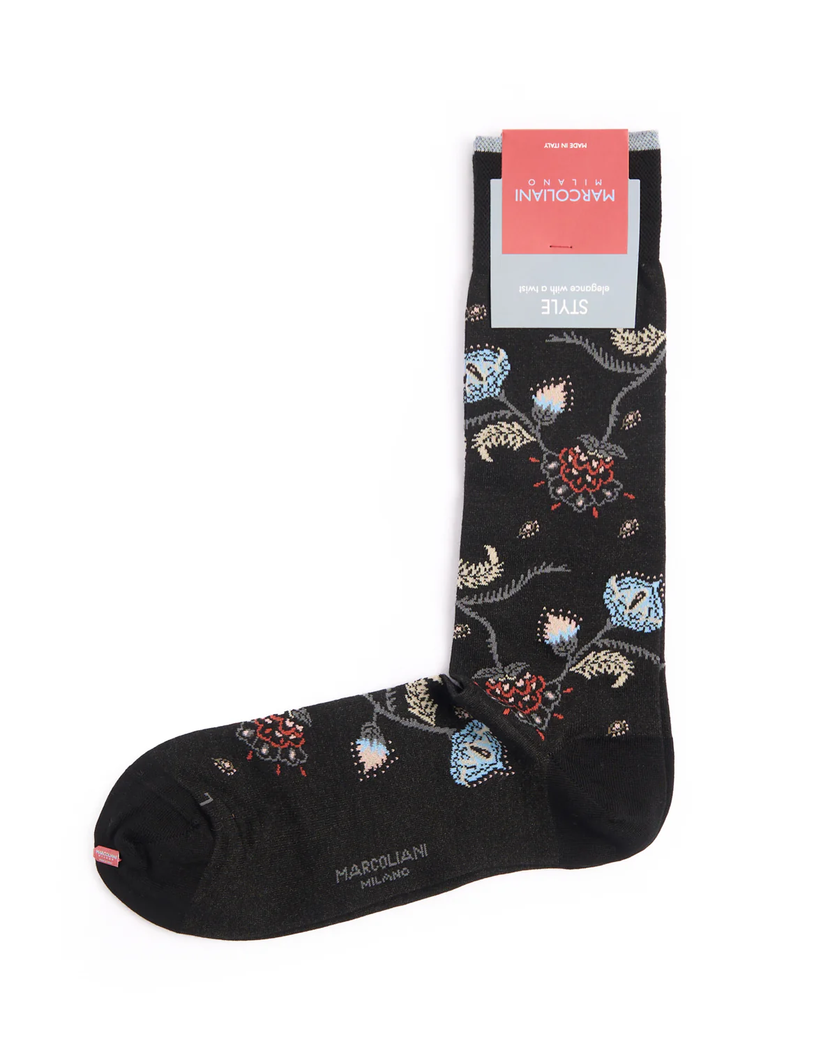 Black Pima Cotton Mumbai Flower Socks