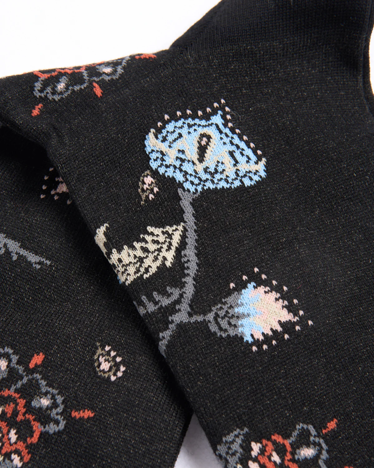 Black Pima Cotton Mumbai Flower Socks - Image 3