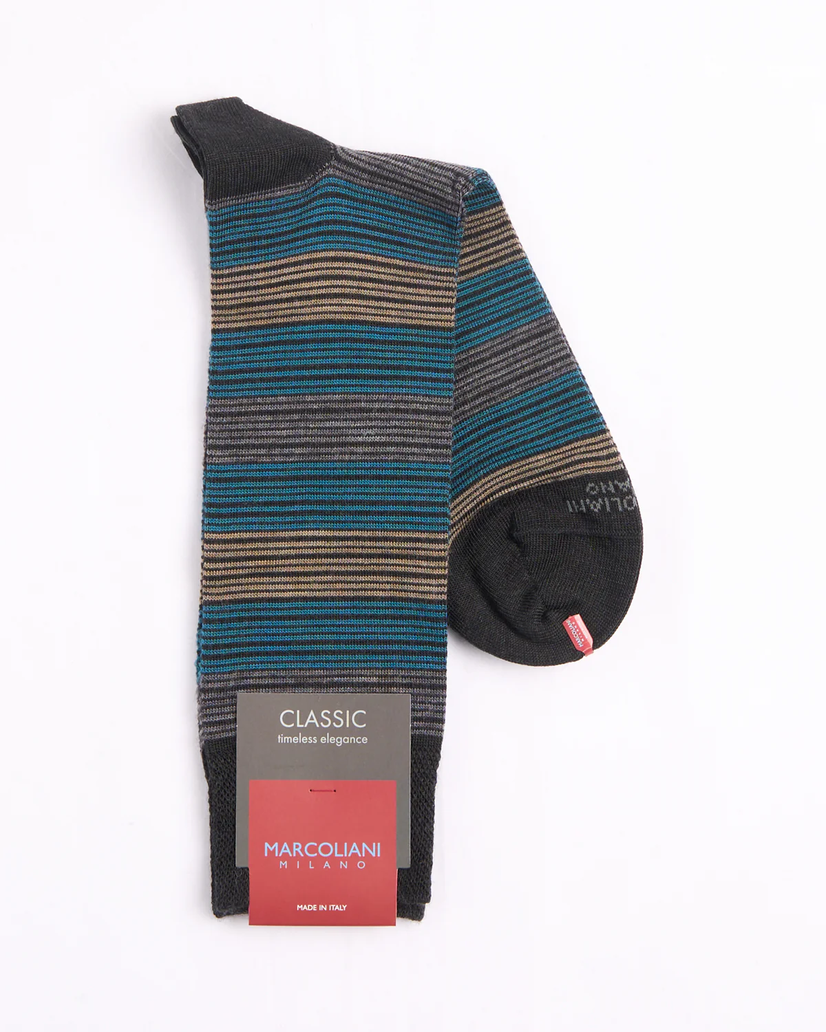 Charcoal Mix Lana Extrafine Merino Scala Stripe Socks - Image 2