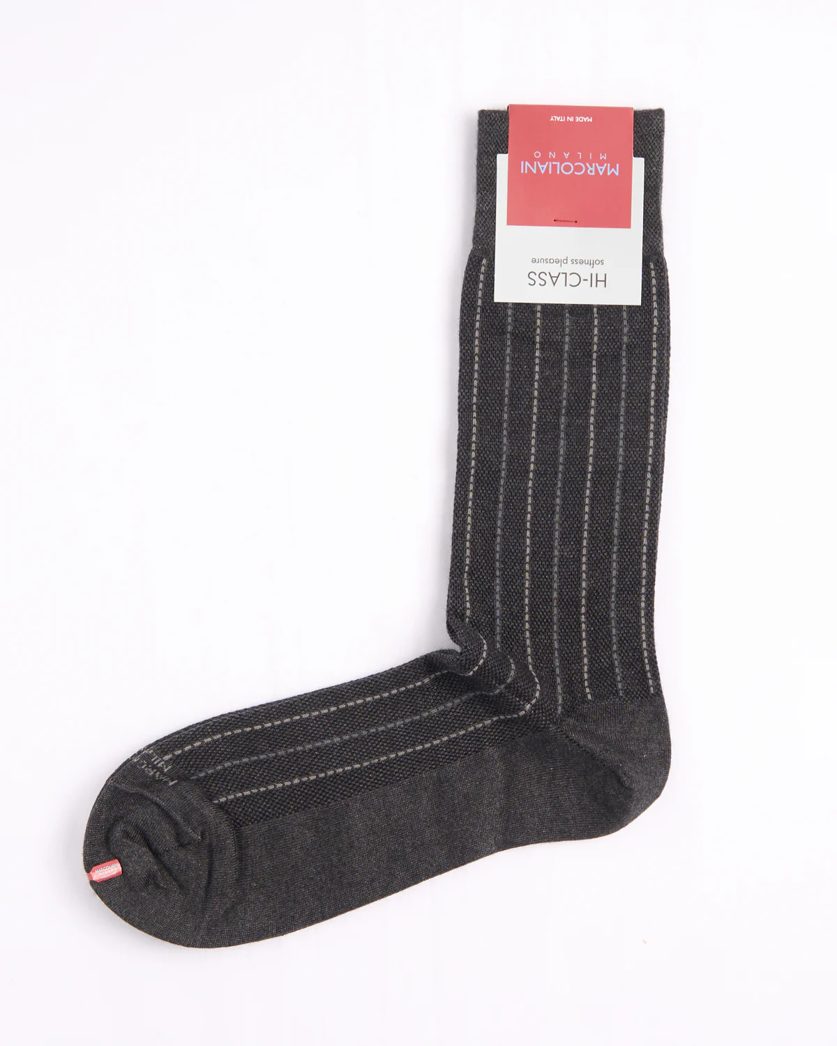 Charcoal Mousse Of Modal Pique Pinstripe Socks
