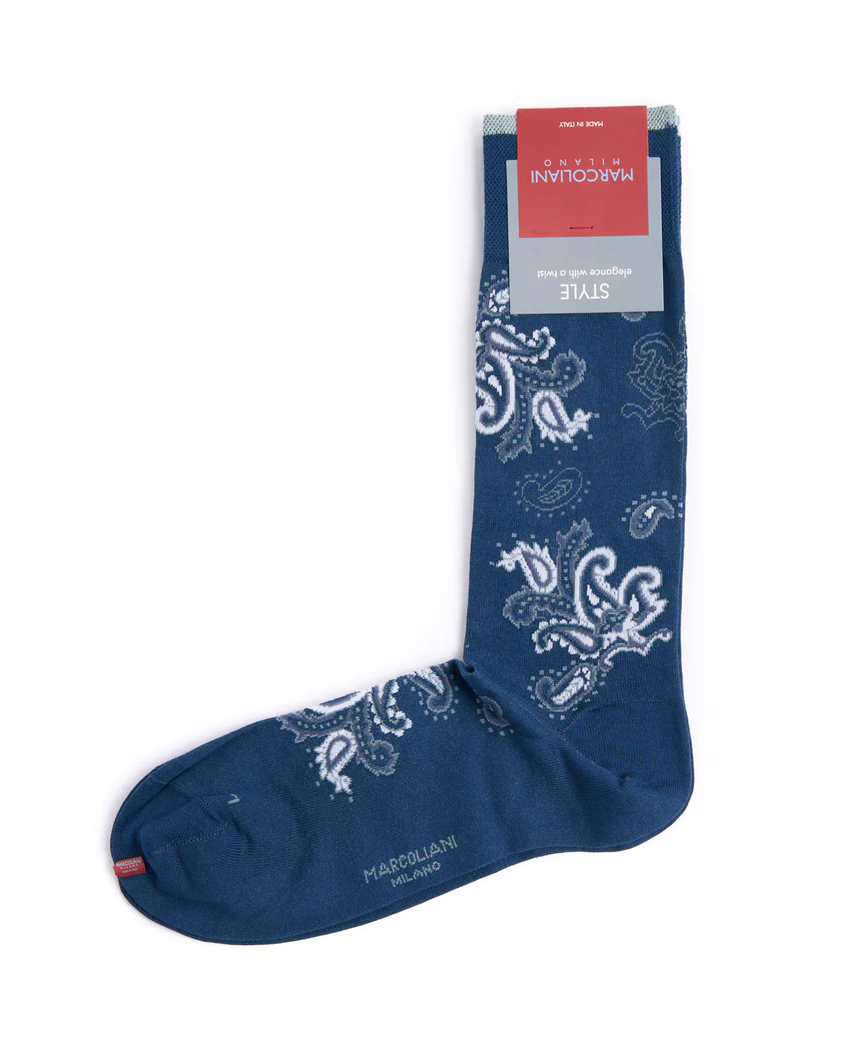 Dark Blue Denim Pima Cotton Jali Paisley Socks