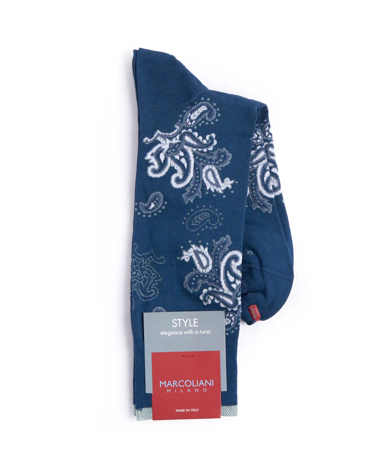 Dark Blue Denim Pima Cotton Jali Paisley Socks - Image 2