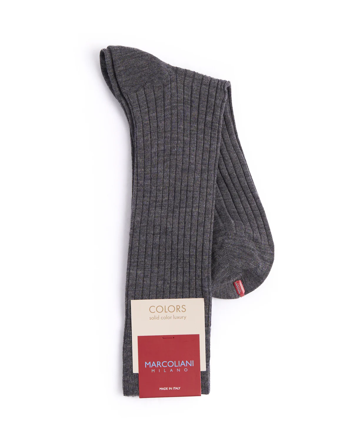 Flannel Grey Extrafine Merino Ribbed Dress Socks - Image 2