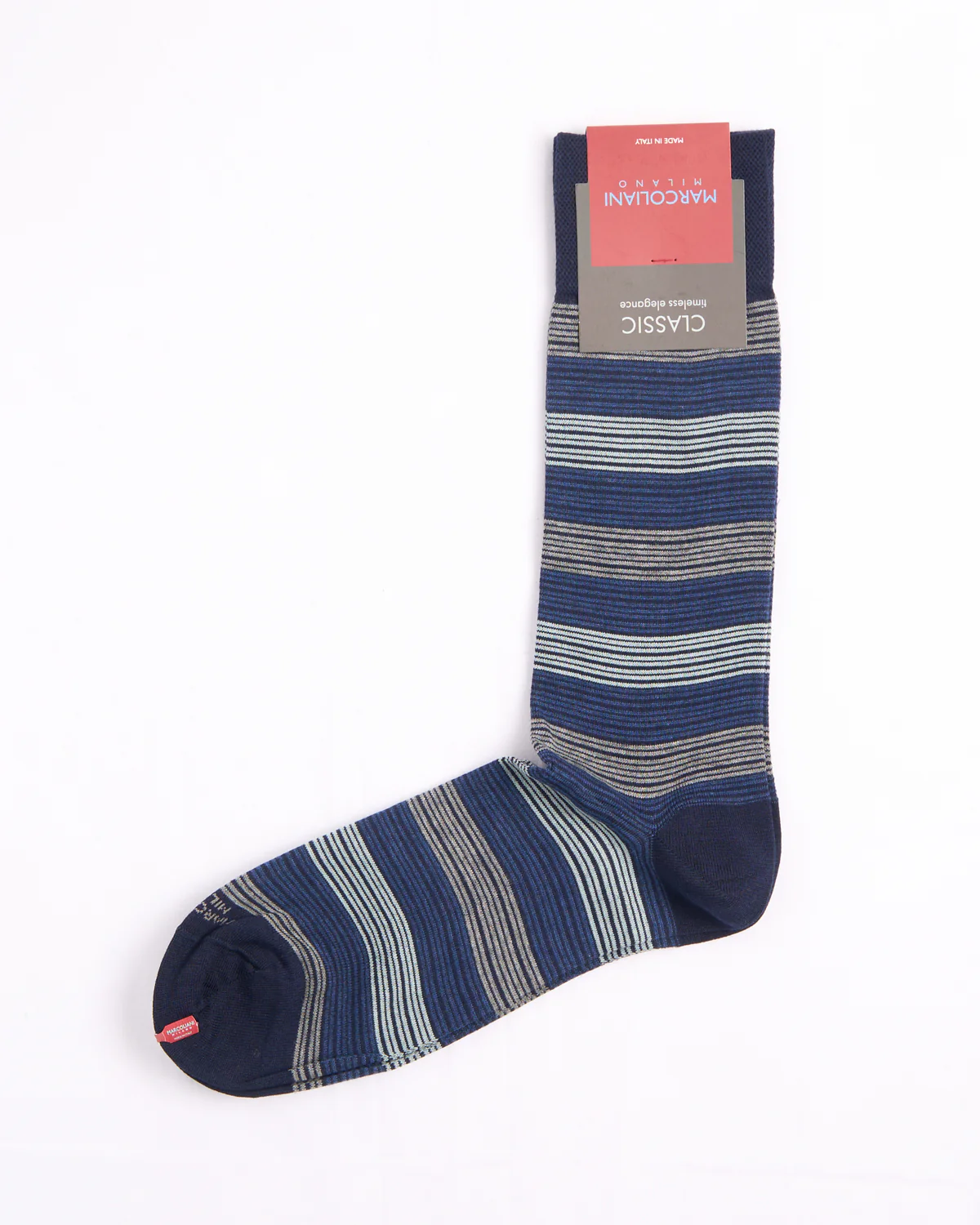 Navy / Blue Pima Cotton Scala Stripe Socks