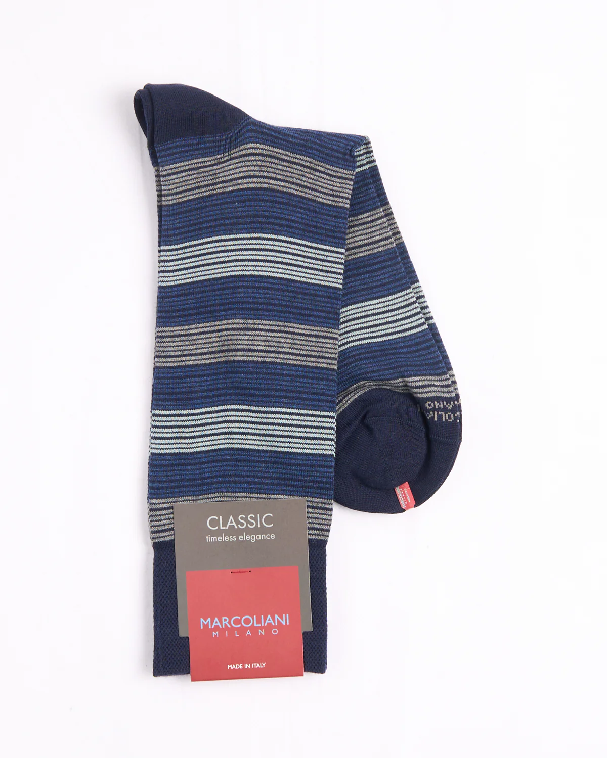 Navy / Blue Pima Cotton Scala Stripe Socks - Image 2