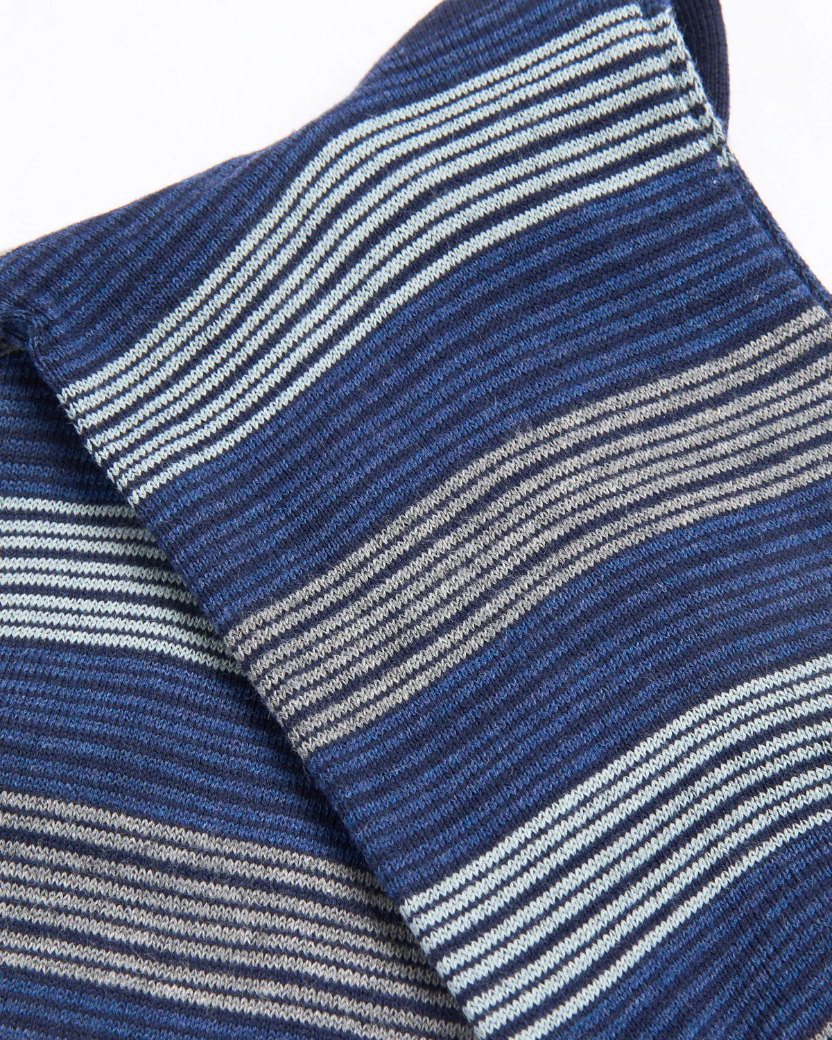 Navy / Blue Pima Cotton Scala Stripe Socks - Image 3