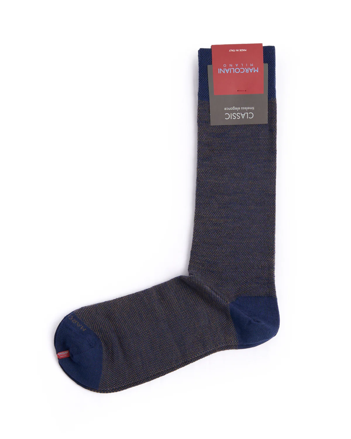 Navy / Brown Extrafine Merino Birdseye Socks