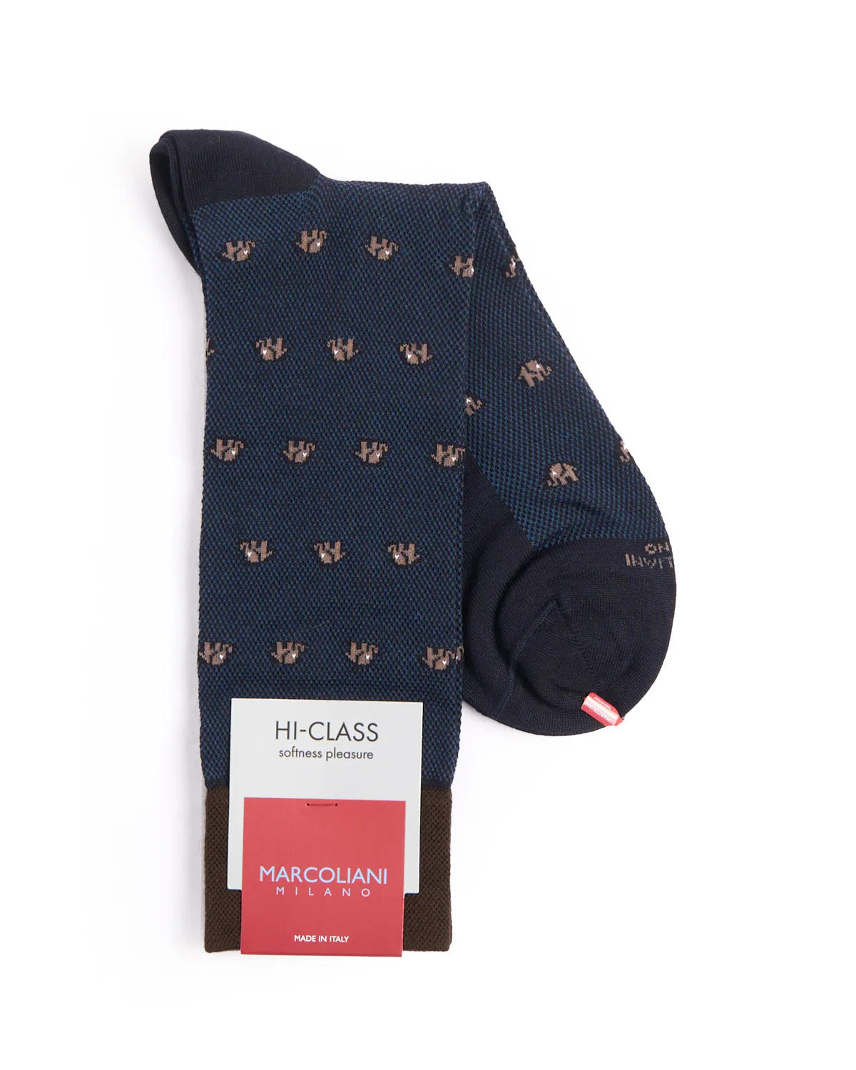 Navy / Brown Mousse Of Modal Tiny Elephant Socks - Image 2