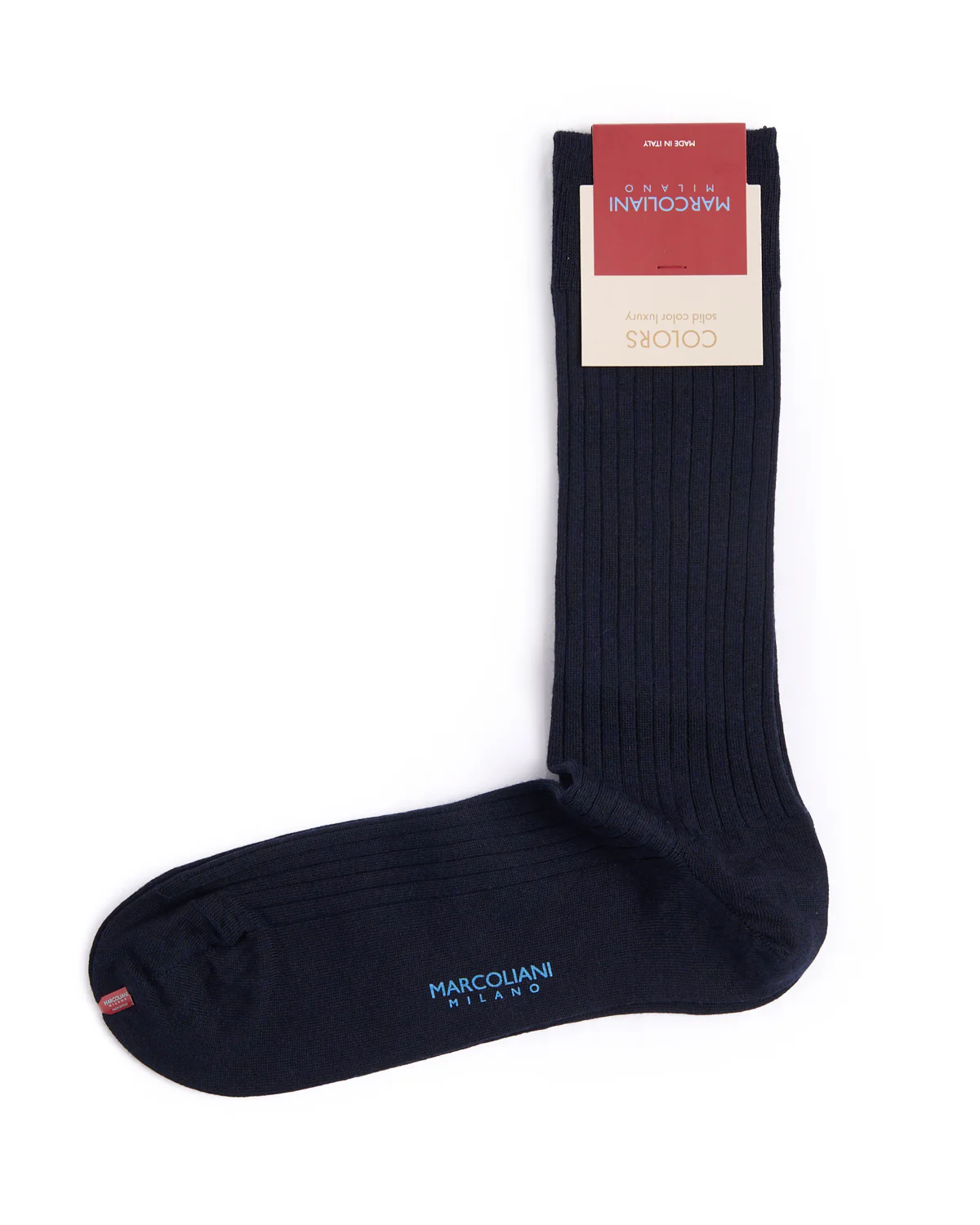 Navy Extrafine Merino Ribbed Dress Socks