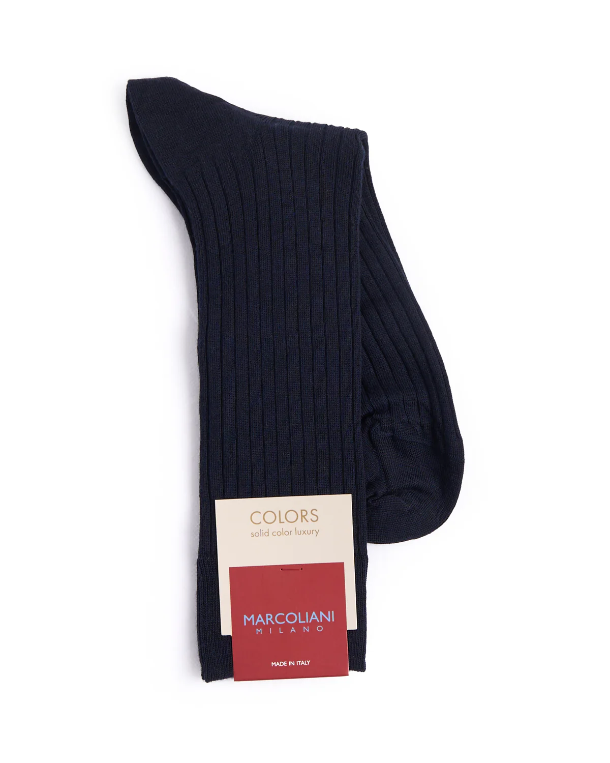 Navy Extrafine Merino Ribbed Dress Socks - Image 2