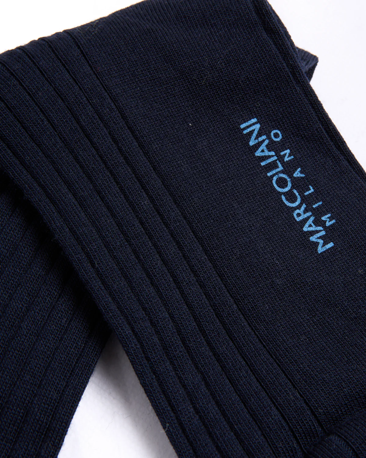 Navy Extrafine Merino Ribbed Dress Socks - Image 3