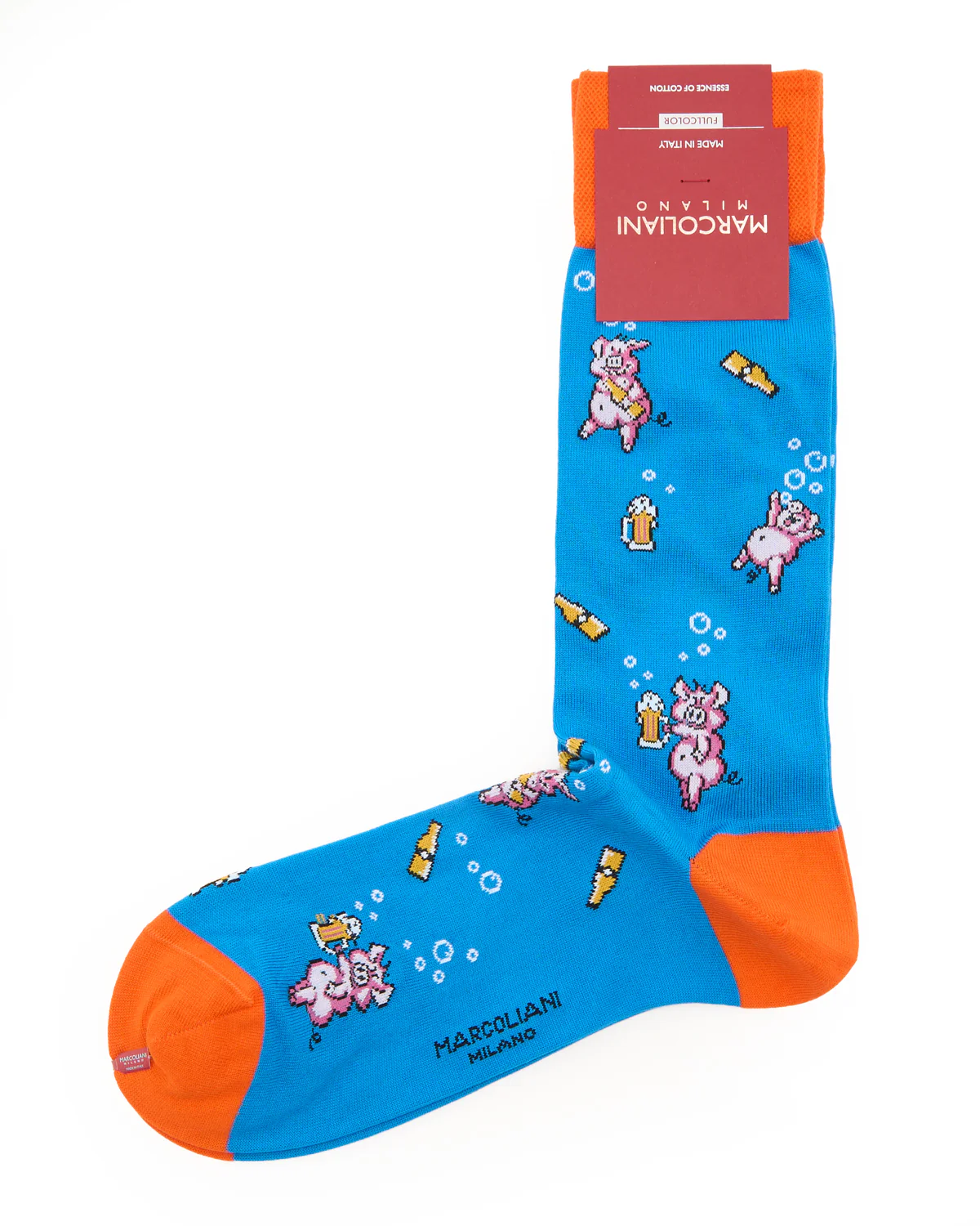 Pima Cotton Pig Mid-Calf Socks In Sapphire - Image 3