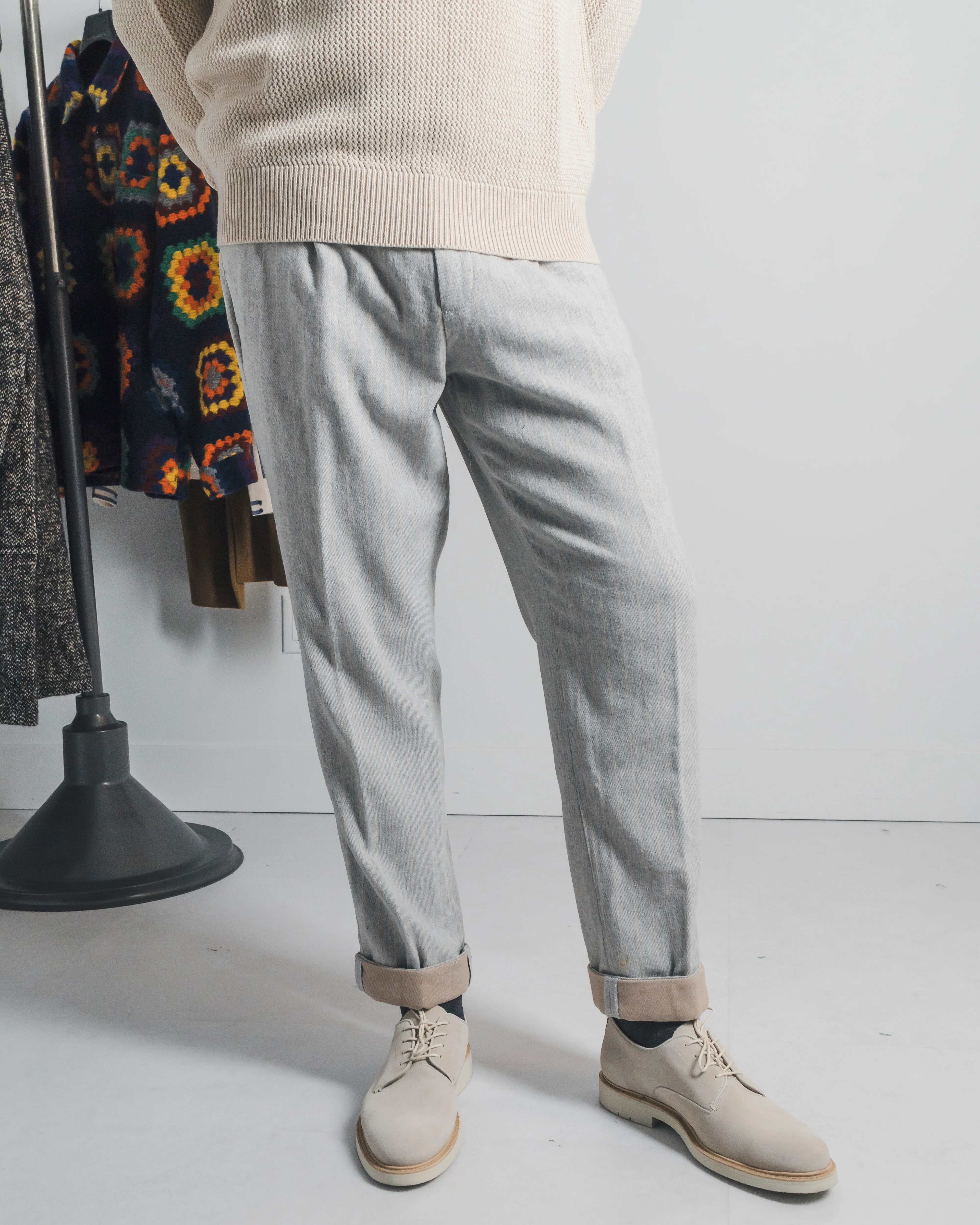 'Boston' Relaxed Silhouette Stripe Brushed Twill Casual Pants - Image 2