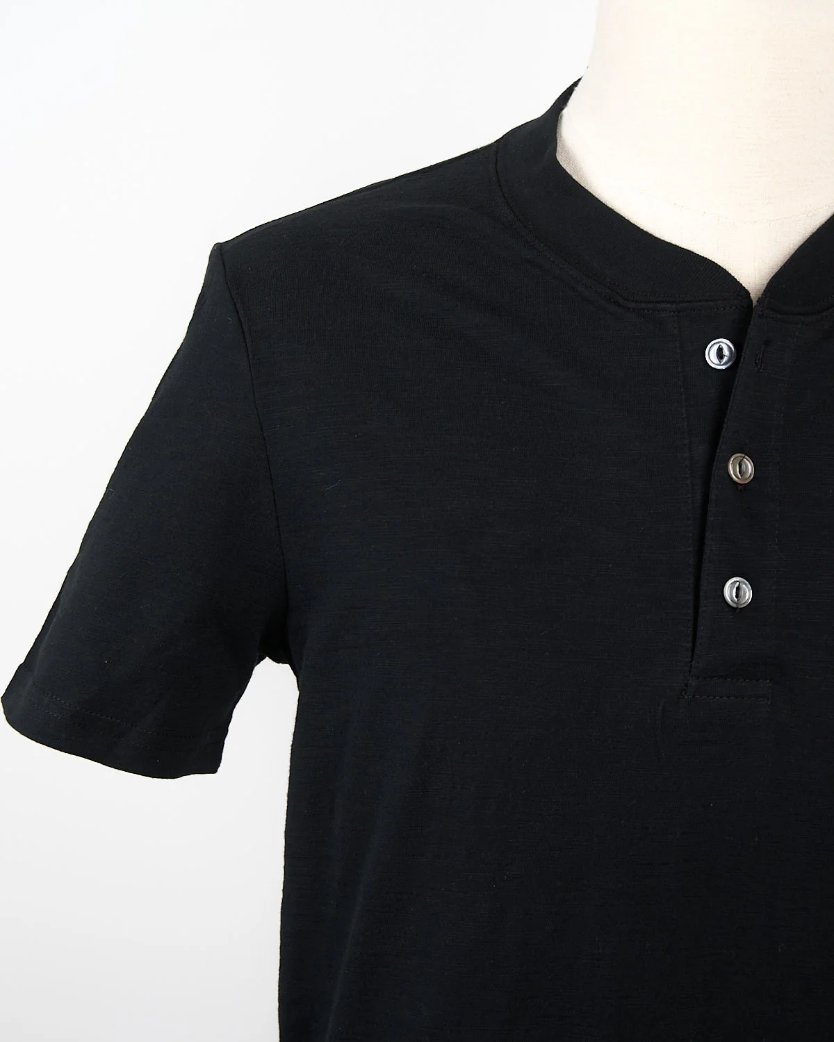 Black Slub S/S Henley - Image 2