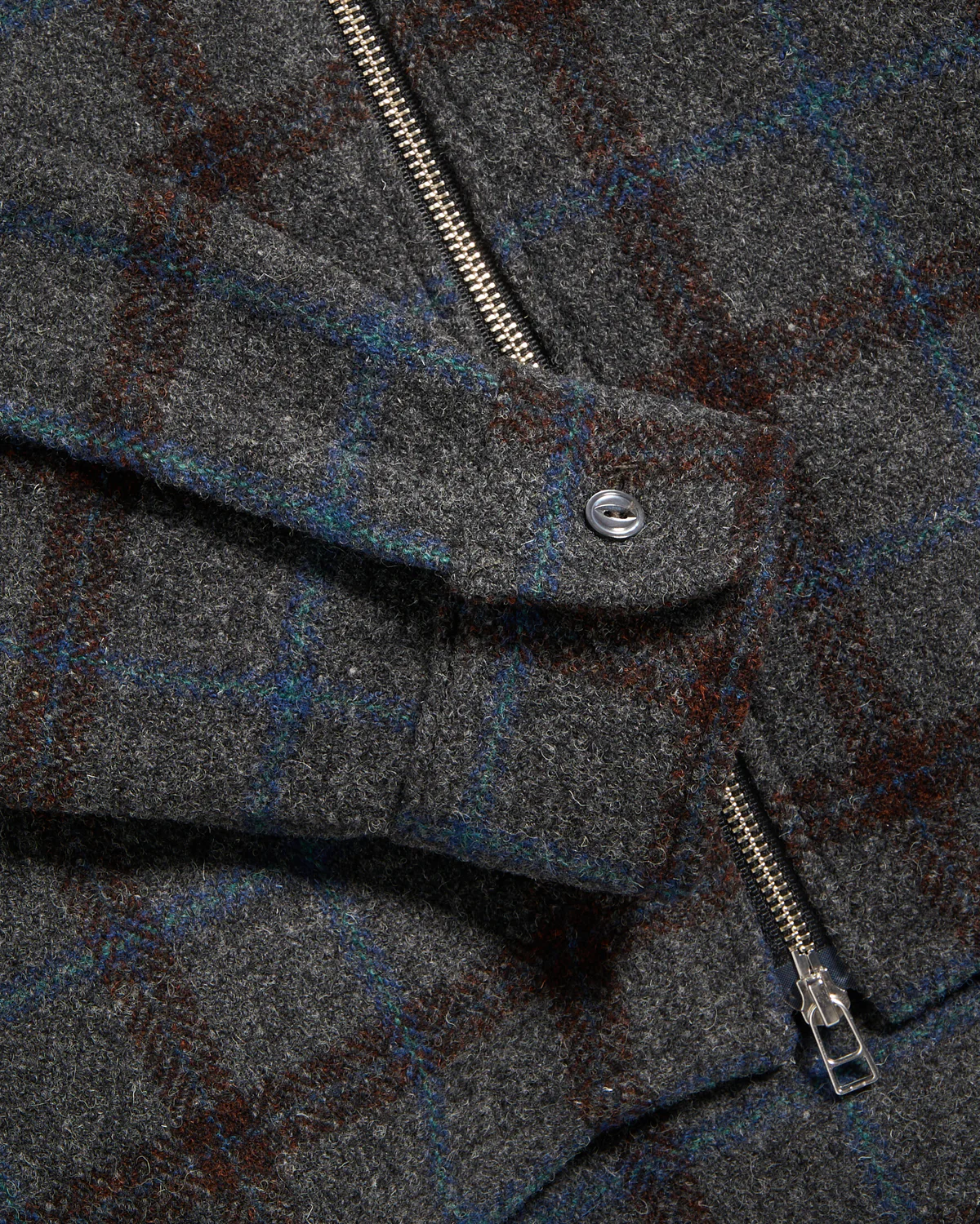 Grey Plaid  Zip Overshirt - Image 4