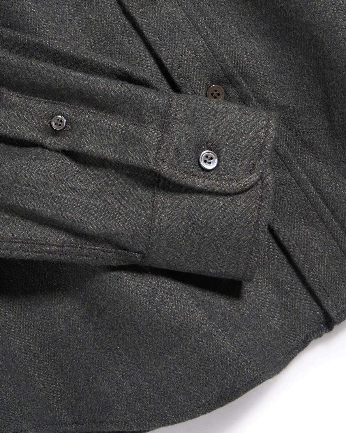 Olive Herrinbone Flannel Classic Shirt - Image 3