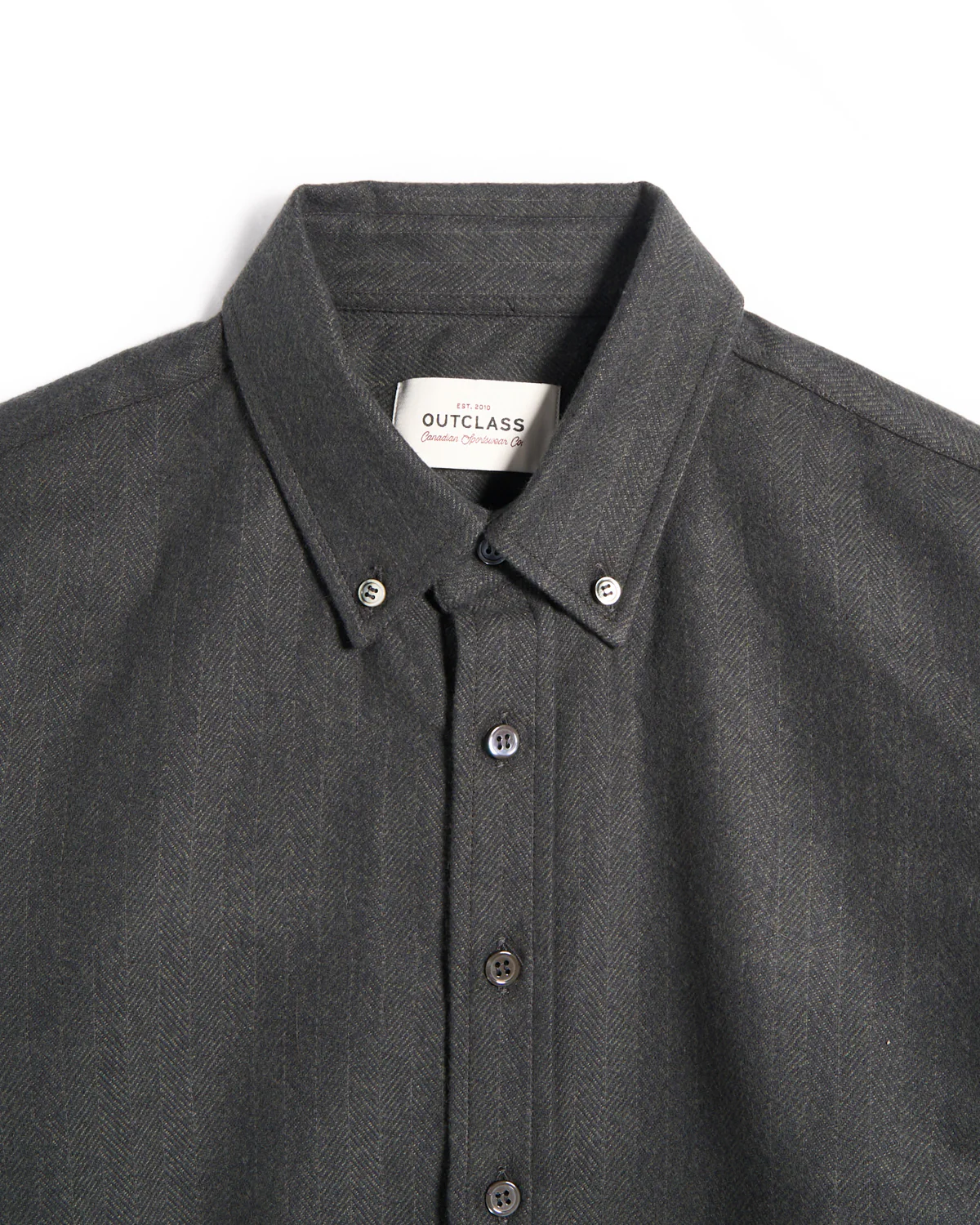 Olive Herrinbone Flannel Classic Shirt - Image 4