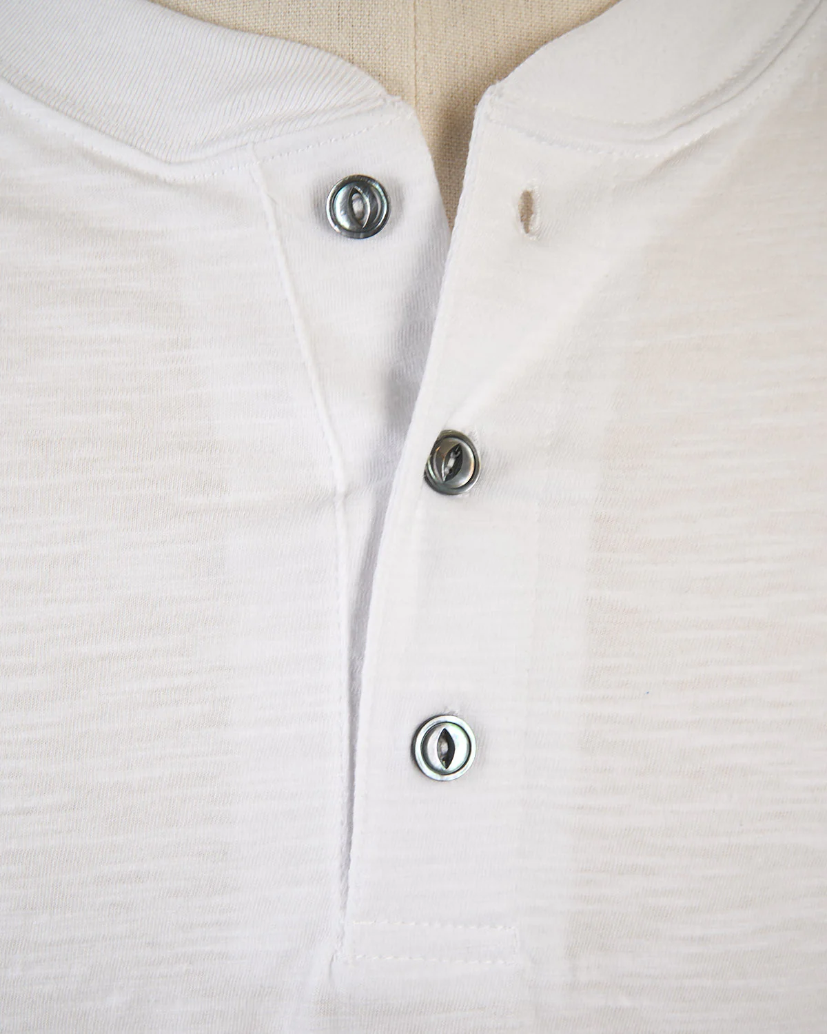 White Slub S/S Henley - Image 4
