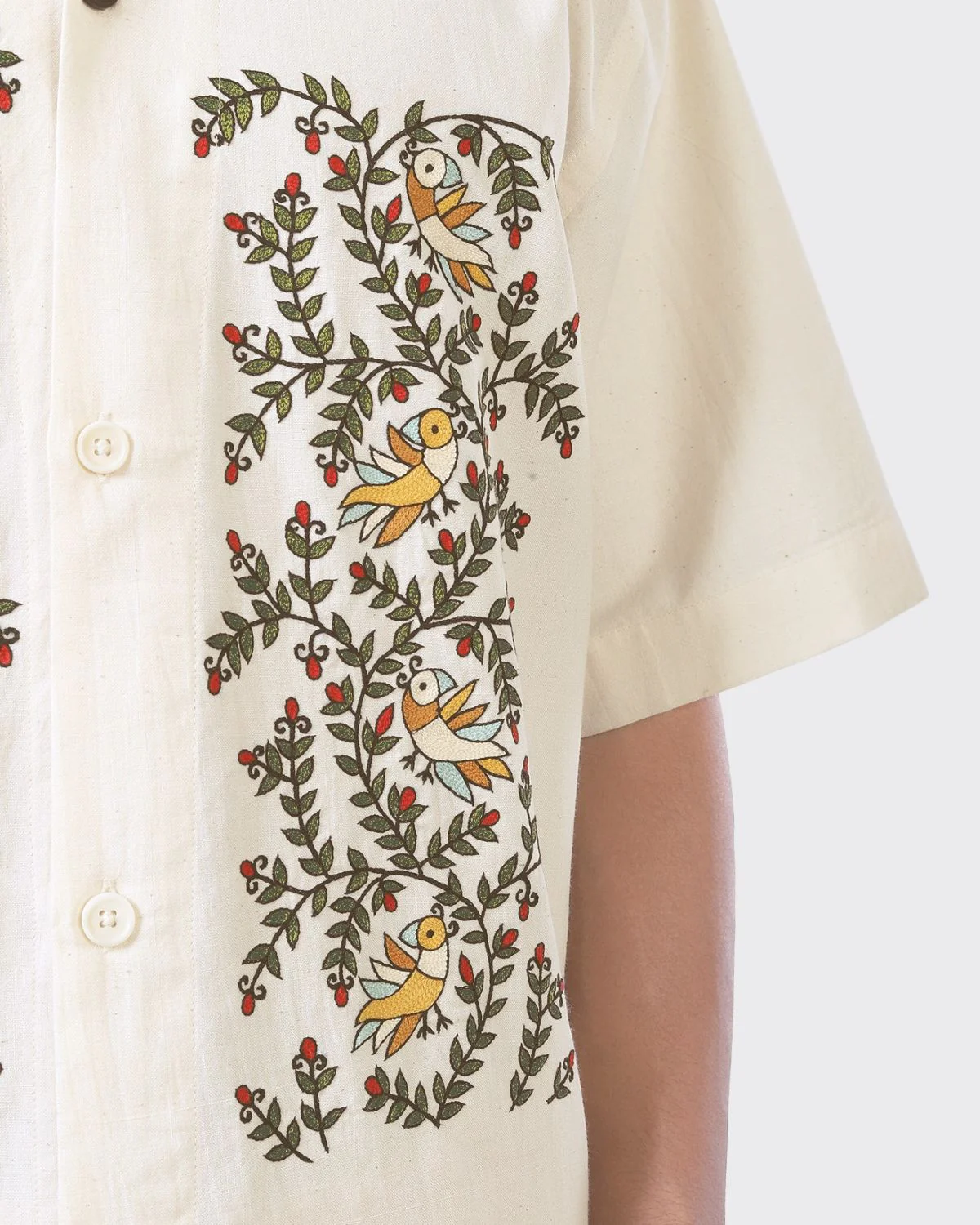 Oversized Madhubani Hand Embroidered Camp Collar - Image 3