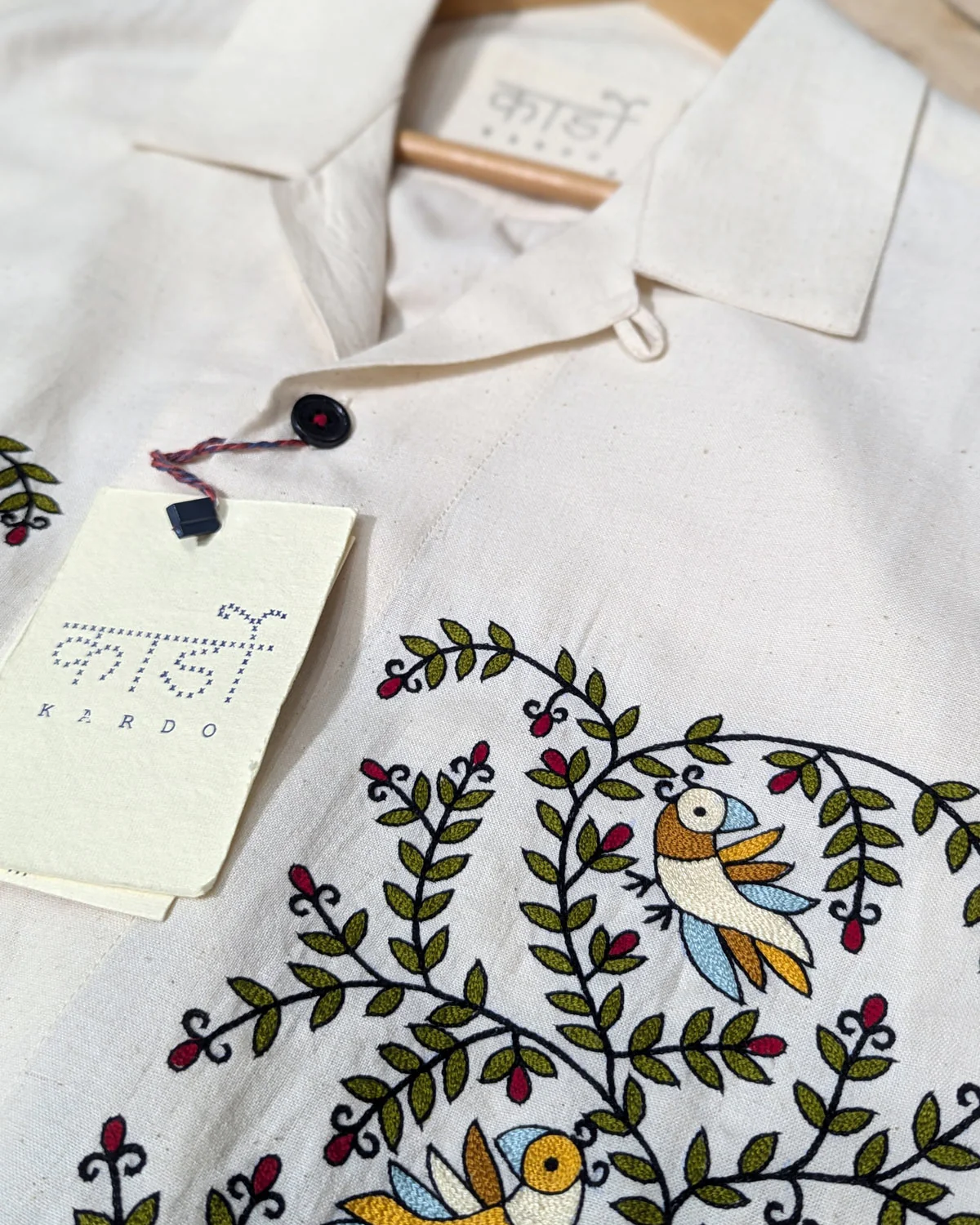 Oversized Madhubani Hand Embroidered Camp Collar - Image 5