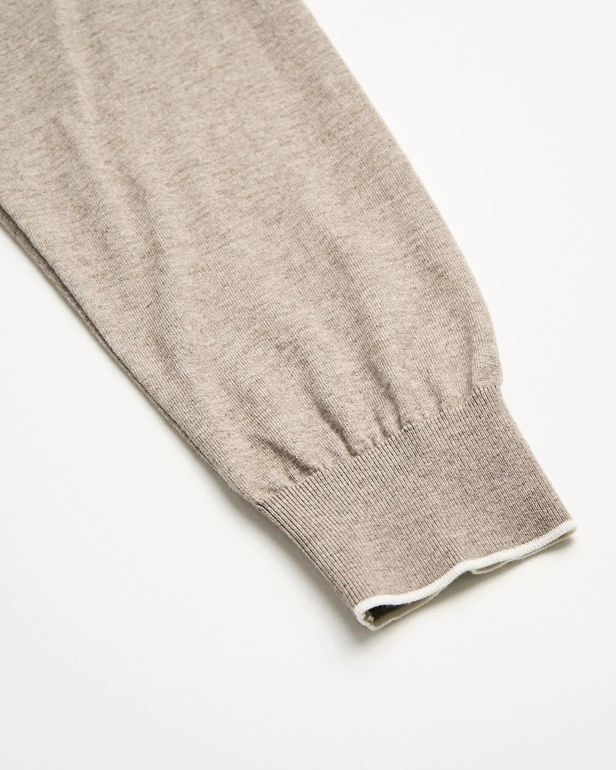 Leather Trim Cotton & Cashmere Crewneck - Image 3