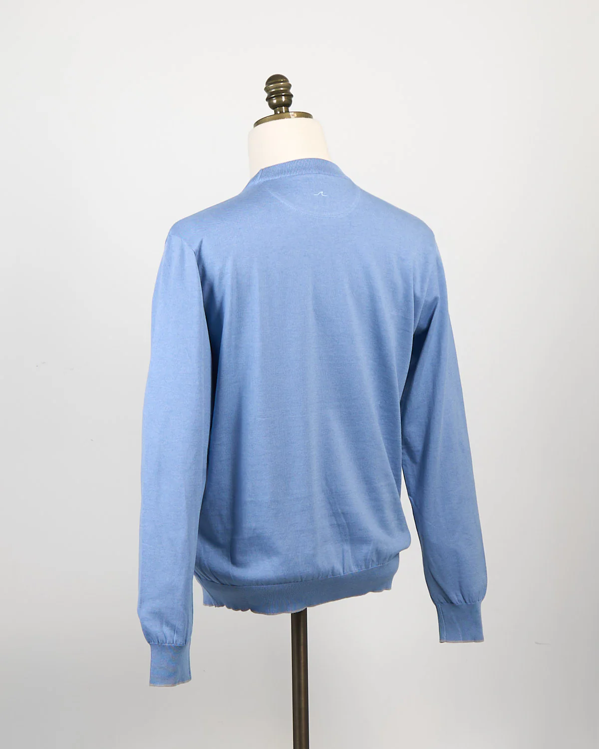 Leather Trim Cotton & Cashmere Crewneck - Image 3
