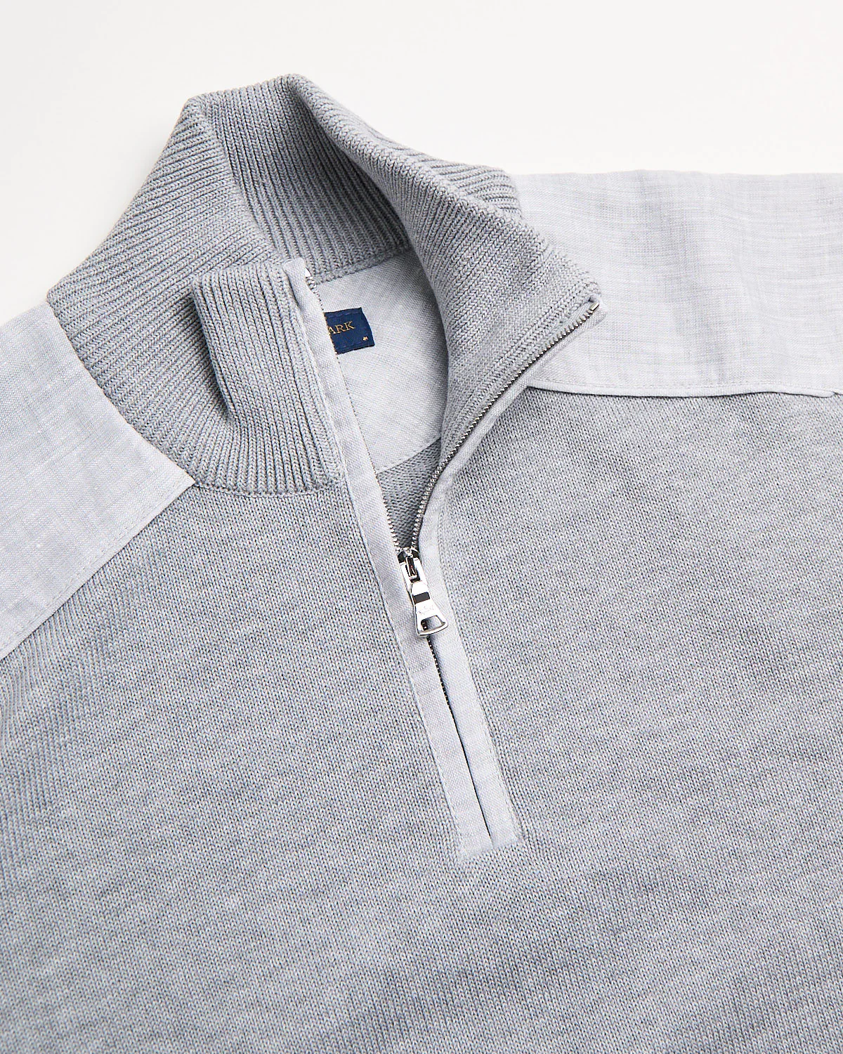 Linen Details Fresco Cotton Half Zip Sweater - Image 2