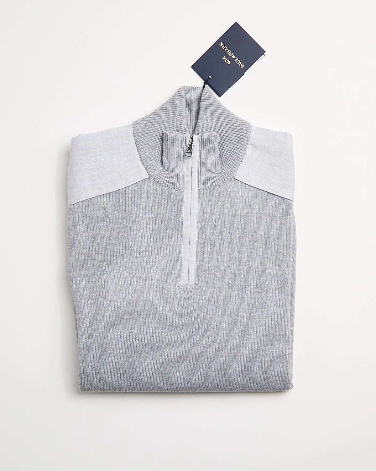 Linen Details Fresco Cotton Half Zip Sweater - Image 3