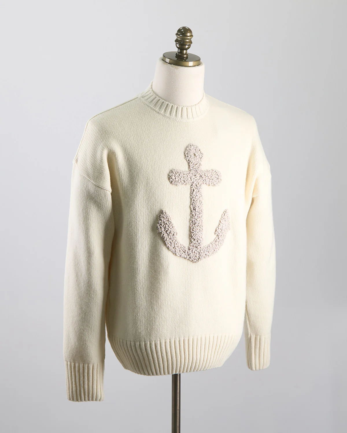 Re-Wool Crewneck With Embroidered Anchor