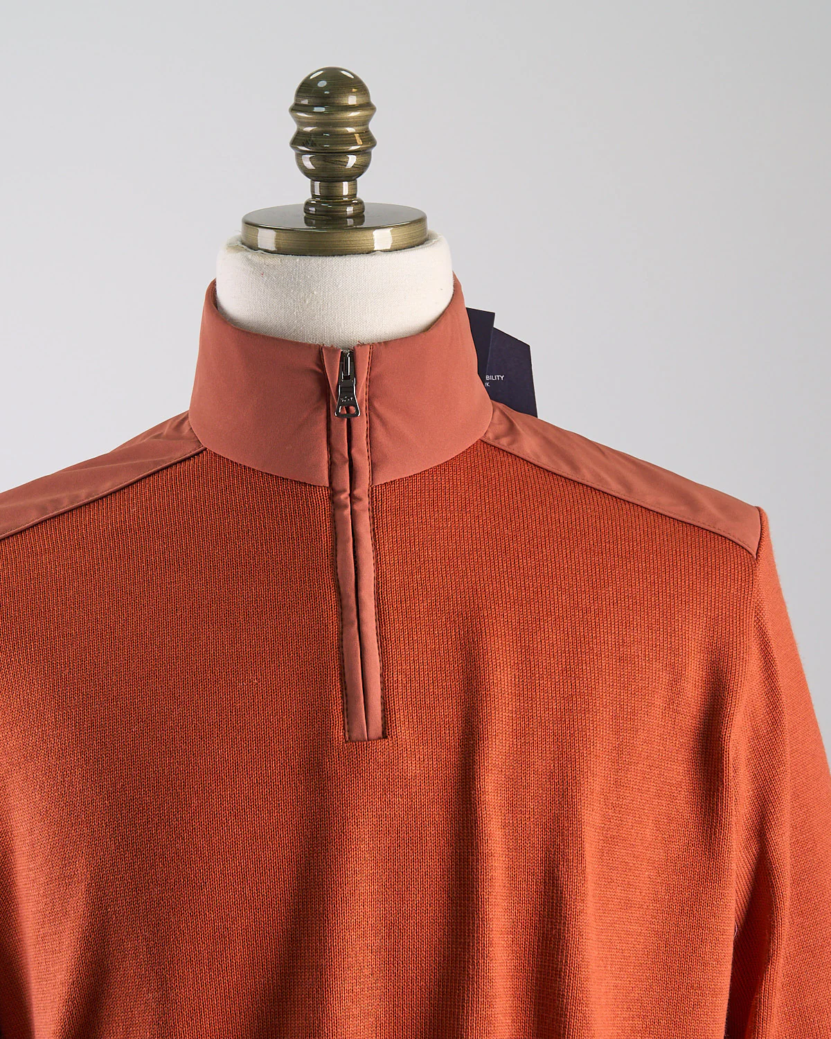 Wool Half Zip Sweater With Typhoon Fabric And Moon Badge - Image 2