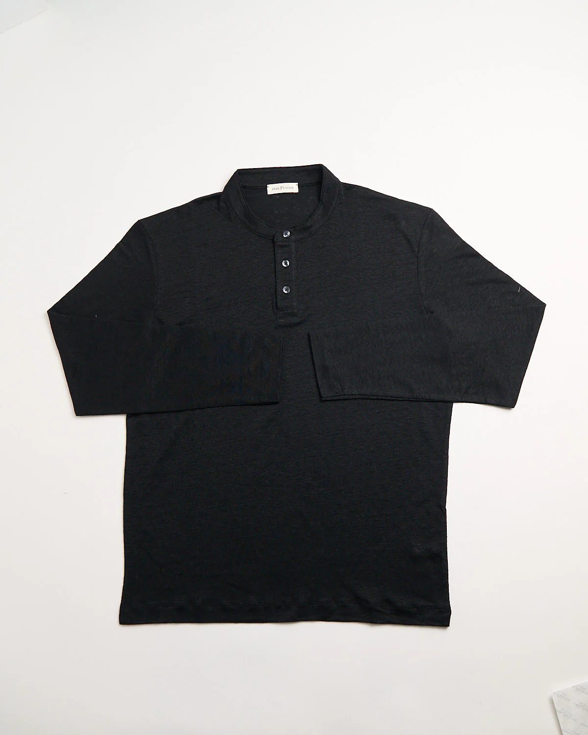 3 Button Banded Collar Linen Henley