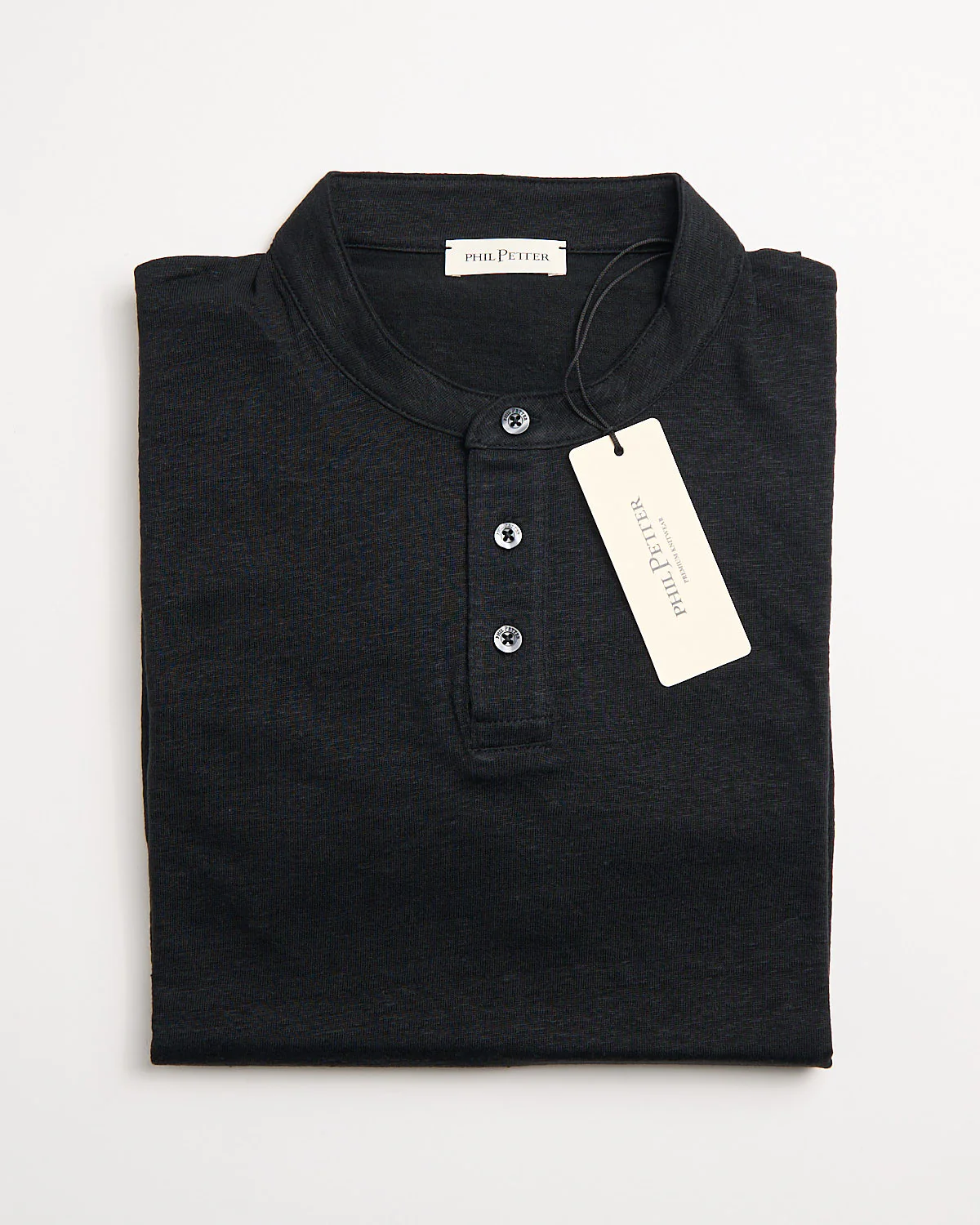3 Button Banded Collar Linen Henley - Image 2